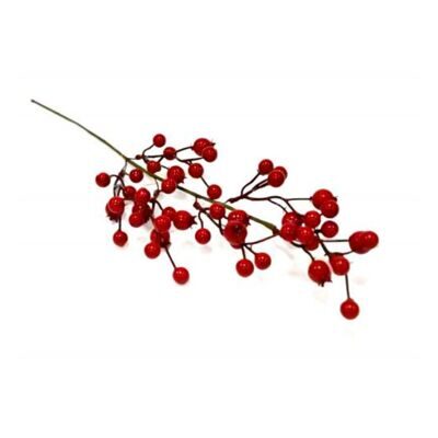 Ветка новогодняя "Красные ягоды шиповника" 50см [21LJ-153]