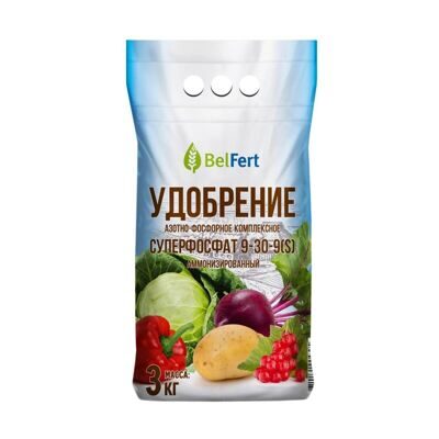 Удобрение "BelFert" азотно-фосфорное комплексное Суперфосфат аммонизированный 9-30-9(S), 3 кг