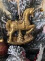 Елочное украшение "Золотая лошадка-качалка"