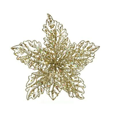 Цветок новогодний "Пуансеттия" золотая