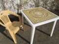 Пластиковый квадратный стол с деколем «Греческий орнамент»