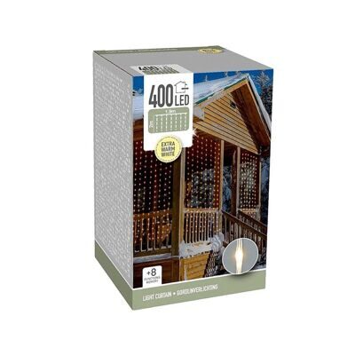 Светодиодная гирлянда-штора Koopman 1.9*1.9 м, 400 экстра теплых белых LED, IP44